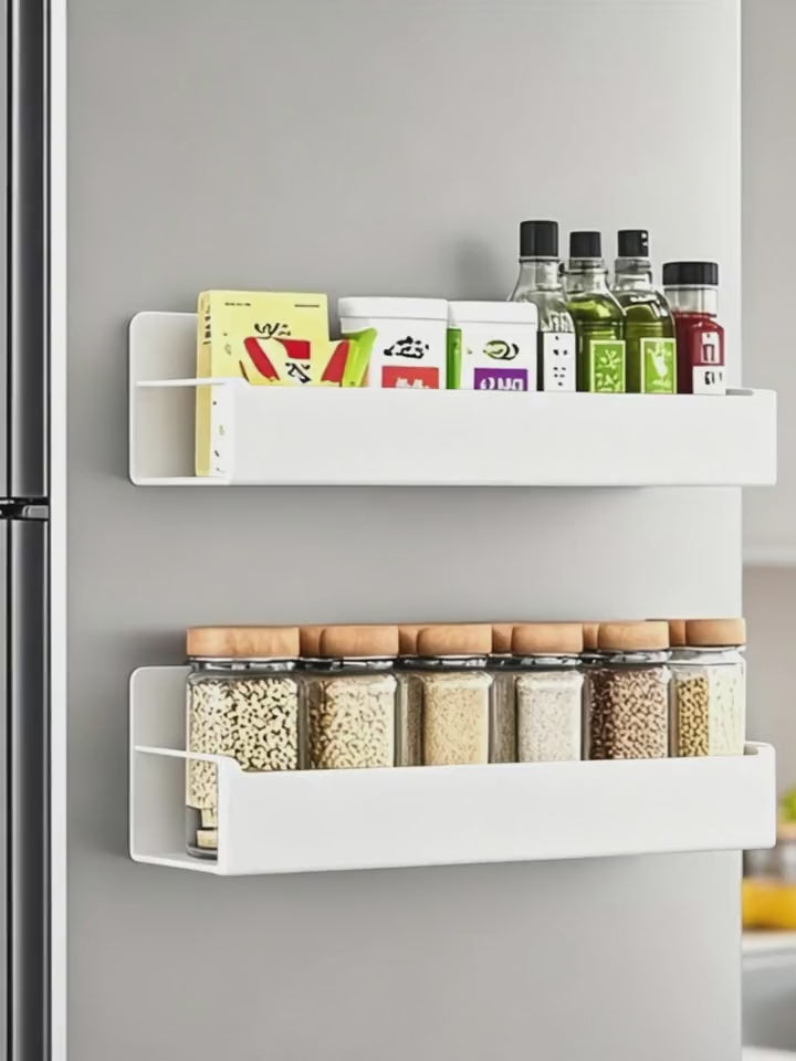Magnetic Kitchen Storage Rack with Hooks
